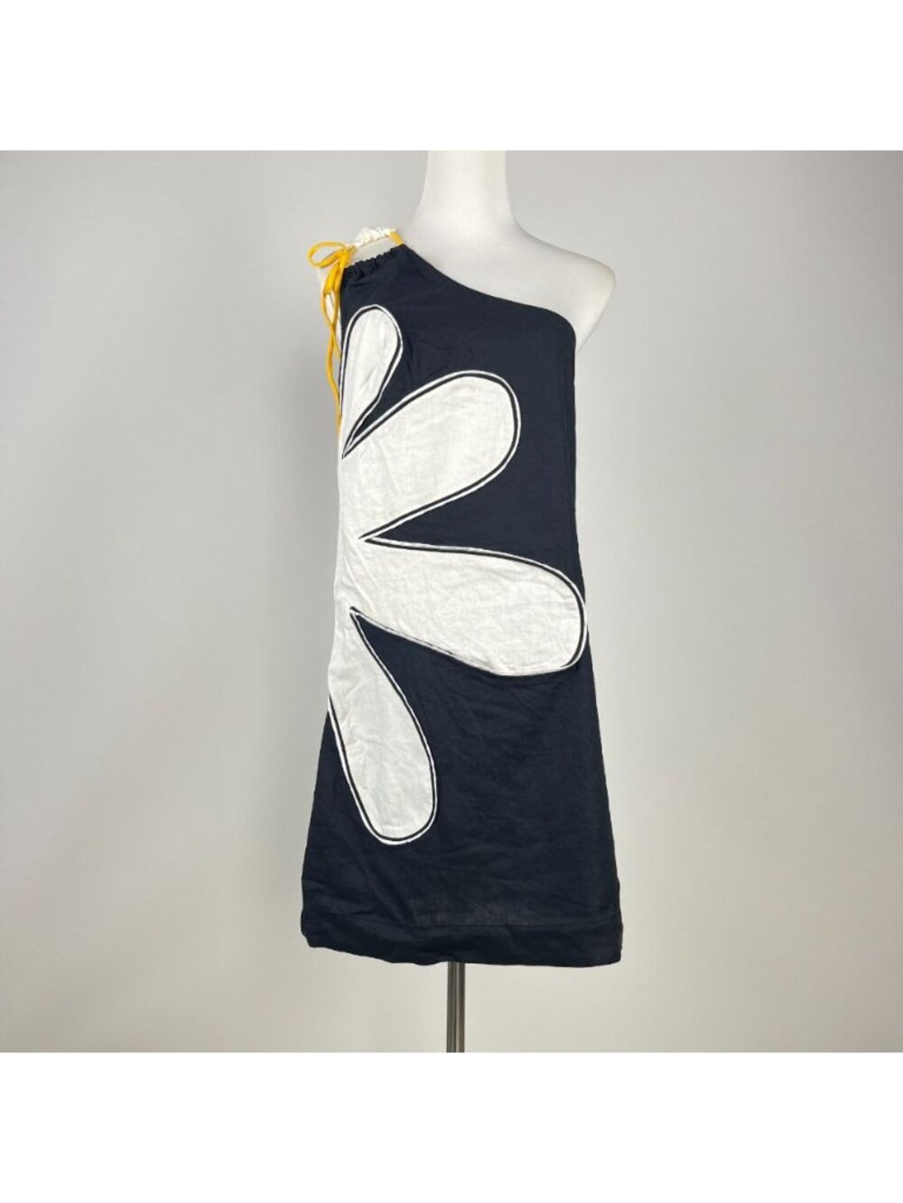 NWOT Farm Rio x Anthropologie One-Shoulder Linen Blend Flower Mini Dress Size L - Picture 6 of 16